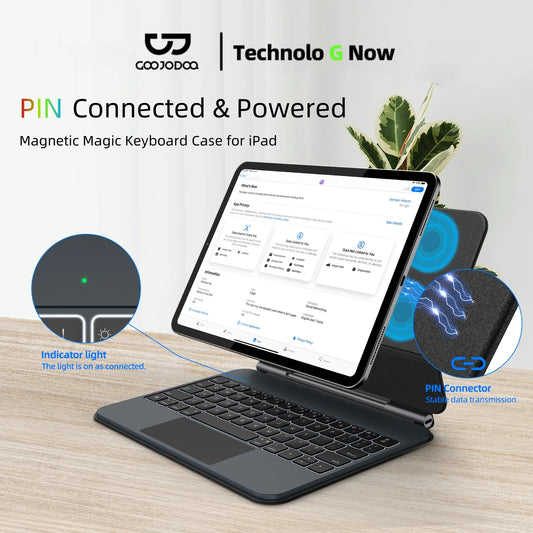 Smart PIN Plug&Play Magic Keyboard Case for iPad Pro 11 2024 M4 iPad Air 4/5/6 10.9 Multi-touch Touchpad  Smart Reverse charging