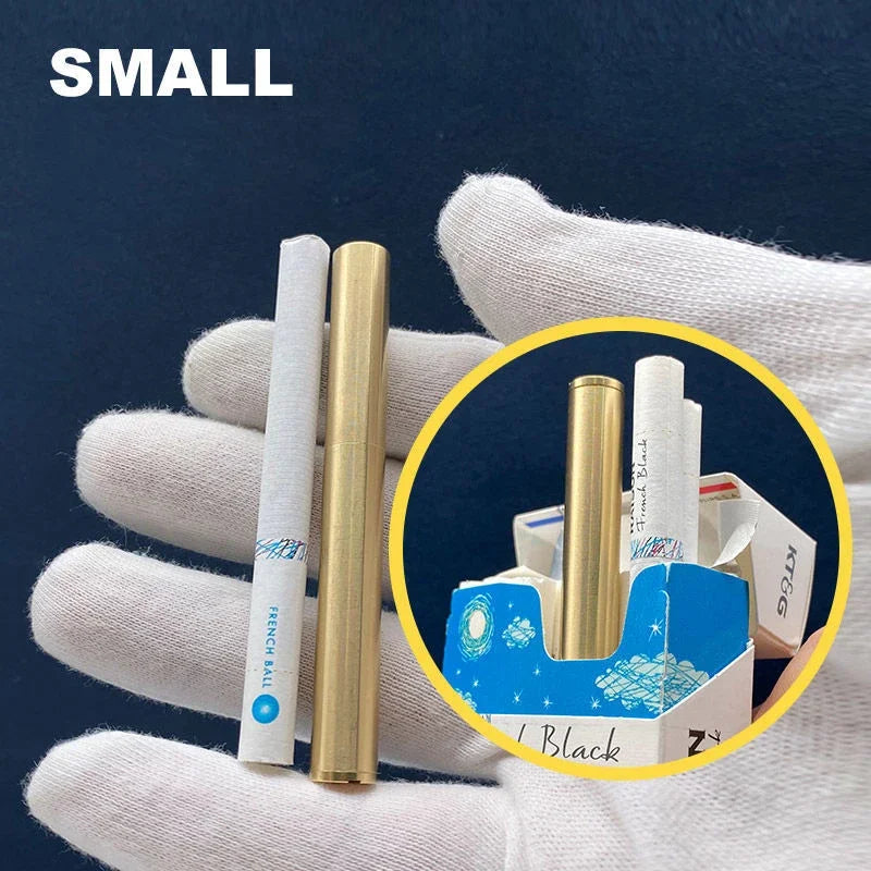 Creative Unusual Kerosene Lighter Copper Nunchaku Funny Retro Grinding Wheel Flint Lighters Foldable Mini Portable Men's Gift