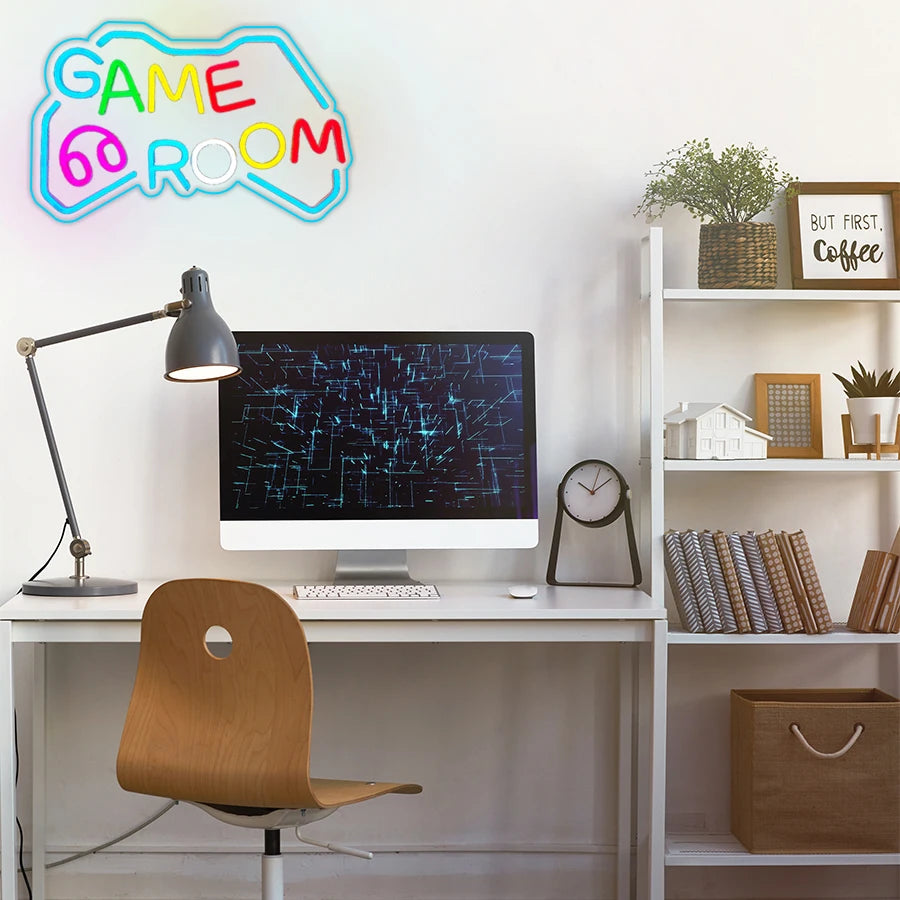 Game Room Neon Sign, Cool Gamepad Icon Usb Power Supply, Used For Bedroom, Club, Game Room, Man Cave Art Decor, Easy To Hang.