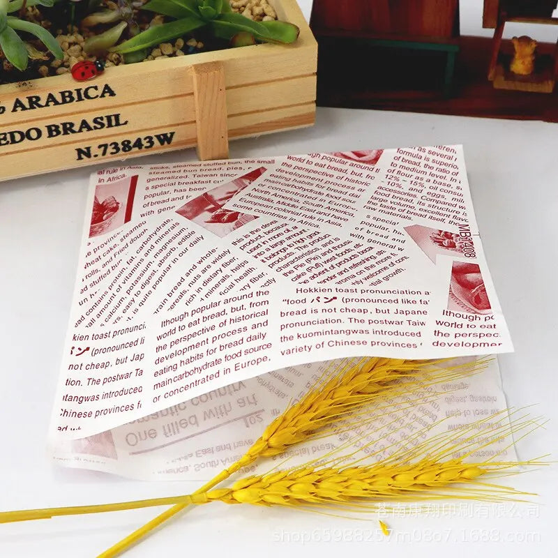 100pcs Hamburg Triangular Baking And Oil Proof Bags Donut Bakery Baking Food Packing Hand Wrapped Oilproof Kraft Bag