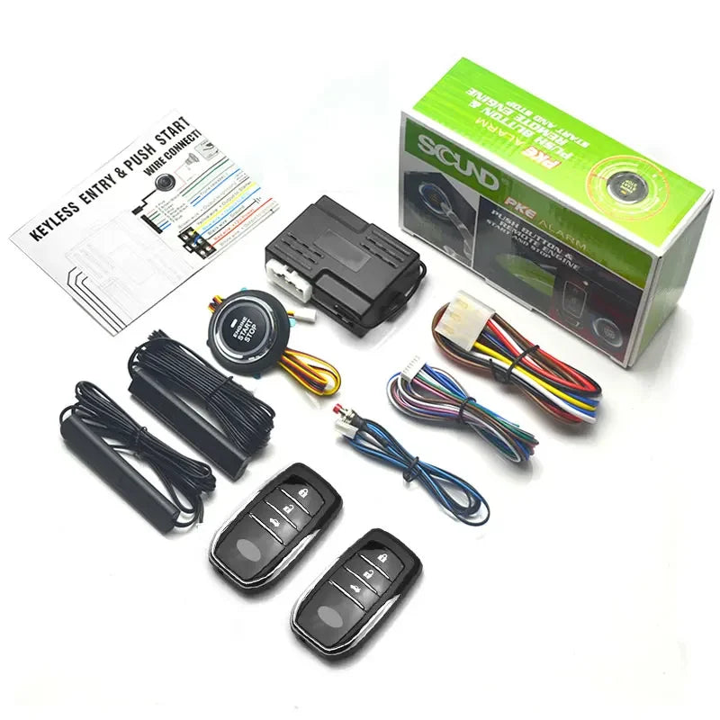 Universal Car Push Button Start Stop Keyless Entry Starter System Cell Phone Bluetooth APP PKE Remote Control Ignition Car Alarm