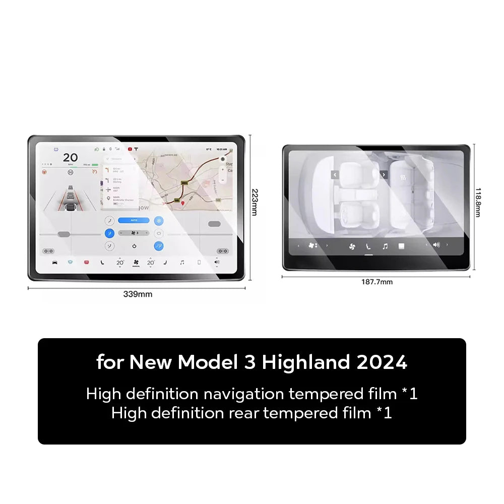 Tempered Glass Film Protector for New Tesla Model Y Launch 2025 Model 3 Highland 2024 Rear Row Center Control Screen Protective
