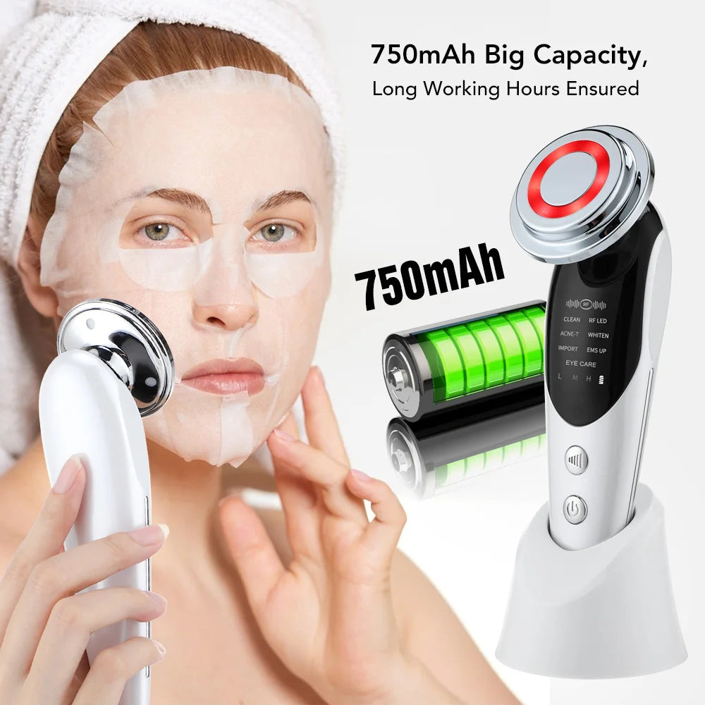 7 in 1 Face Lift Devices Microcurrent Skin Rejuvenation EMS RF Women Facial Massager Light Therapy Anti Aging Wrinkle Beauty