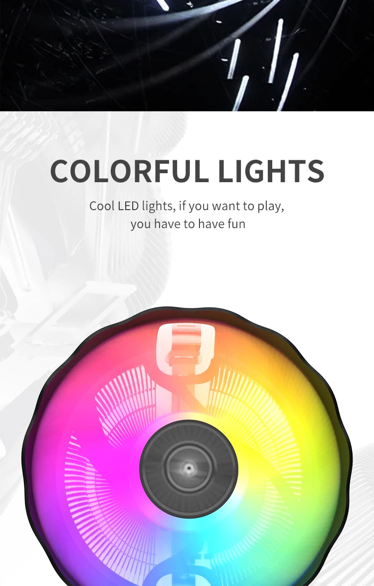 Aigo S3 CPU Cooling Processor Air Cooler Fan RGB PWM Hielera Intel LGA 1155 1700 1200 1151 AMD AM3 AM4 PC Gamer Led Fan 120mm