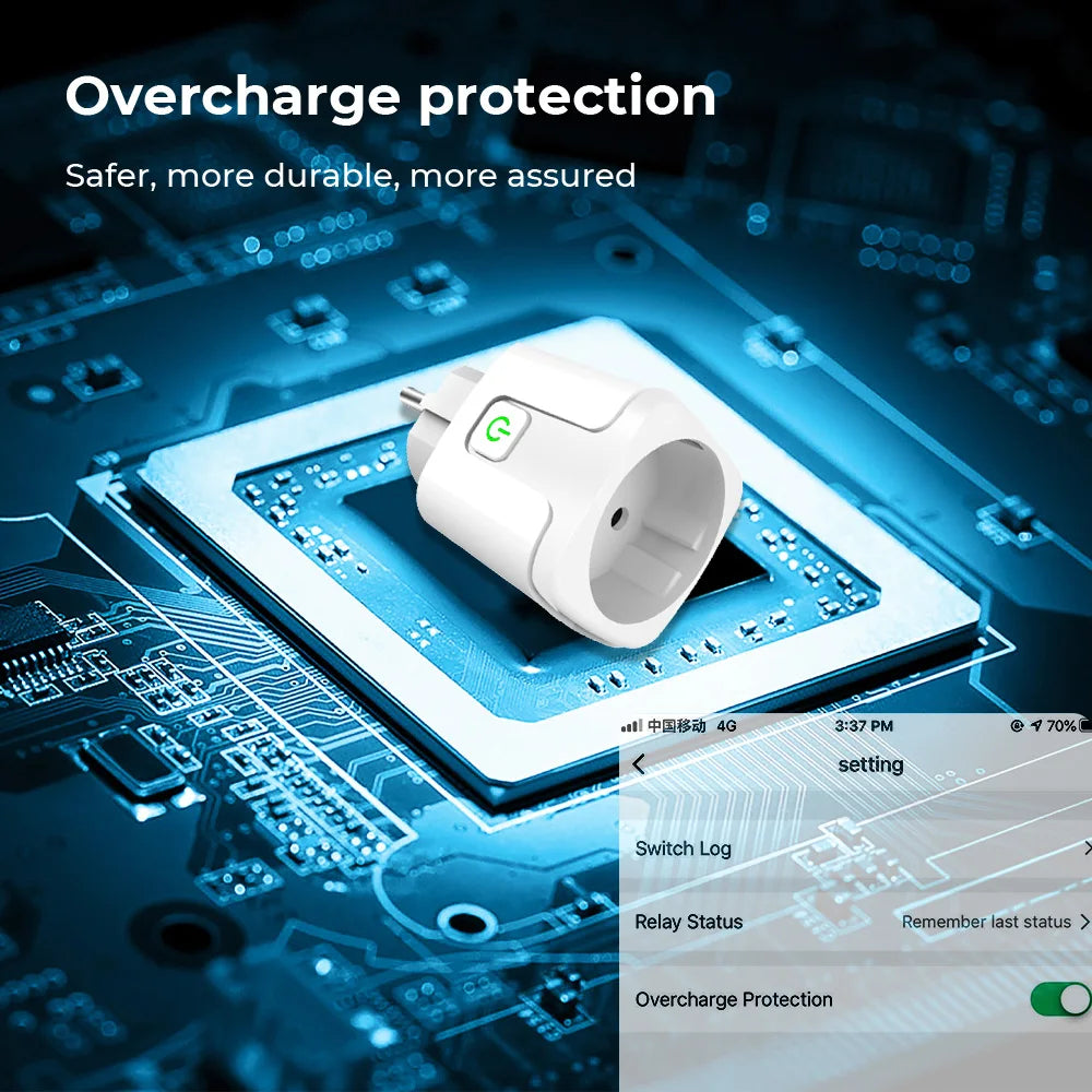 Tuya Smart Wifi Socket 16A/20A EU Smart Plug With Power Monitoring Smart Life APP Remote Control Support Google Assistant Alexa