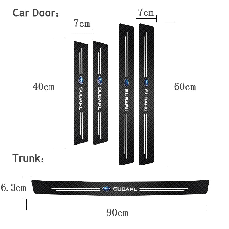 1/4/5Pcs Car Door Sill Scuff Plate Decor Carbon Fiber Stickers For Subaru Crosstrek Legacy Forester Outback Impreza Levorg Smart