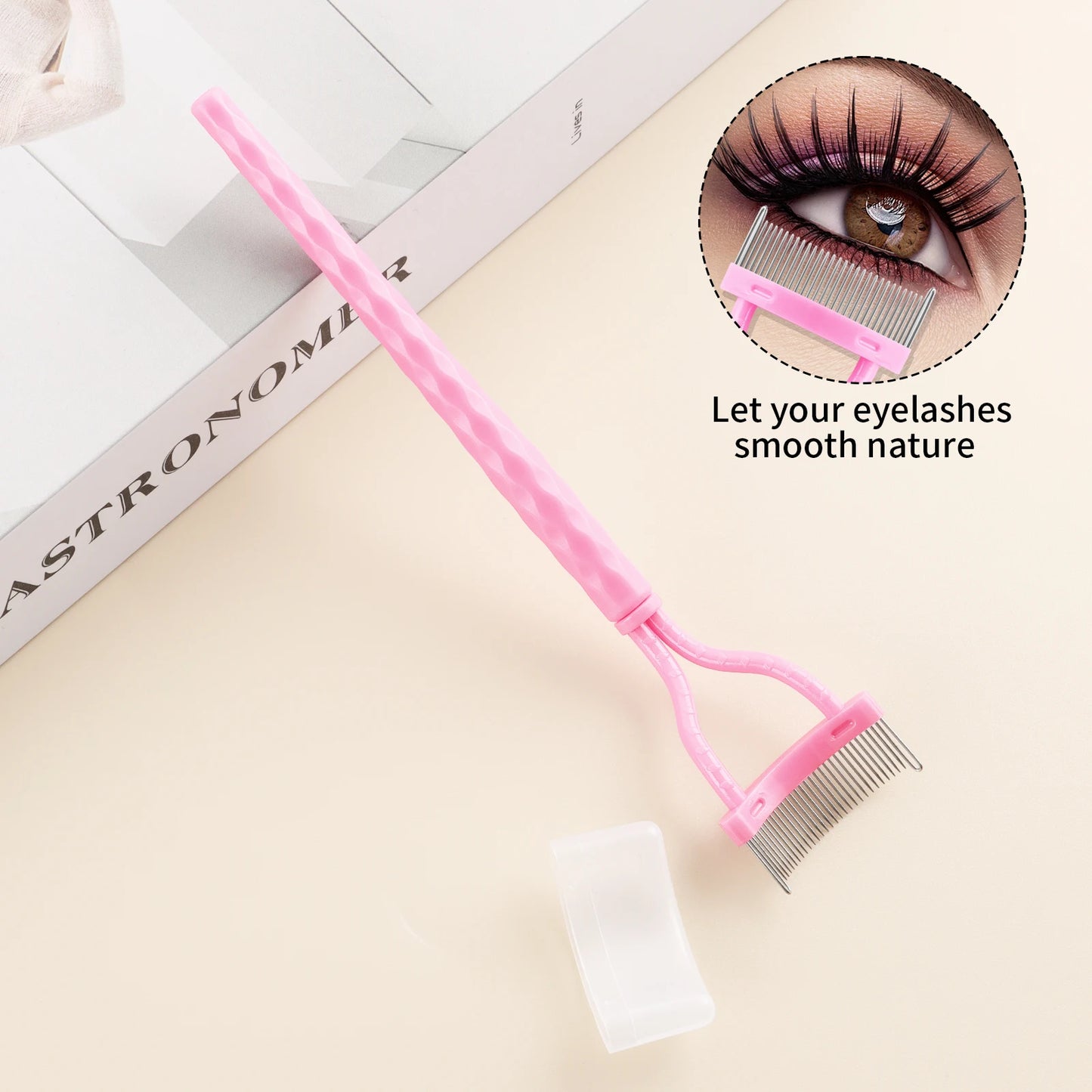 1-pack eyelash comb, eyelash separator - curved design, curling eyelashes to fit the eye shape, makeup tool with protective case