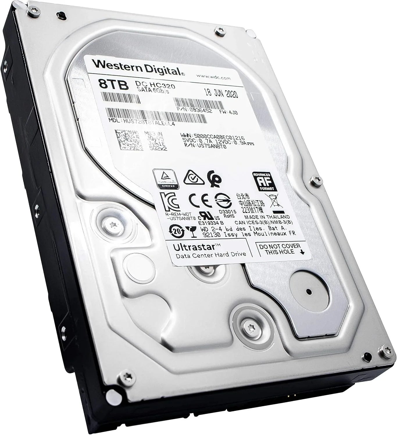 Western Digital 8TB Ultrastar DC HC320 SATA HDD Class SATA 6 Gb/s 256MB Cache, 3.5"