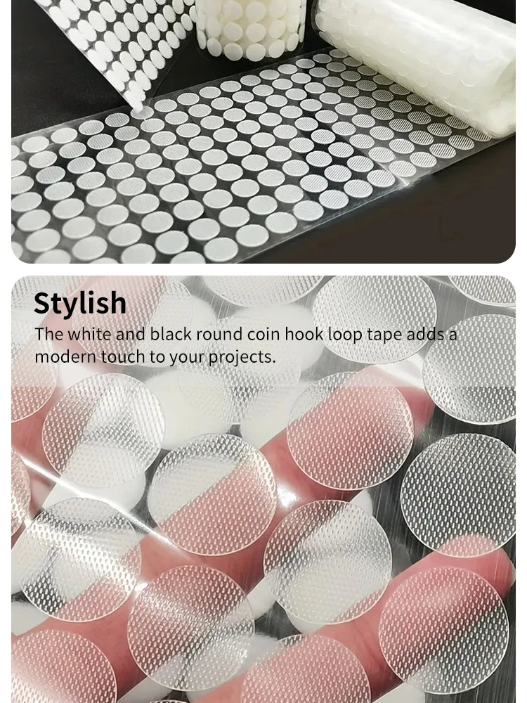 10mm 500 Pairs of round Velcro Transparent Ultra-thin Strong Self-adhesive Kindergarten Wall Stickers