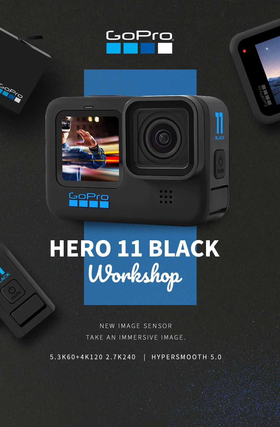 GoPro HERO11 Black Action Camera go pro11 27MP Photos GP2 5.3K60 + 2.7K240 24.7MP HyperSmooth 5.0 Video Sports Camera