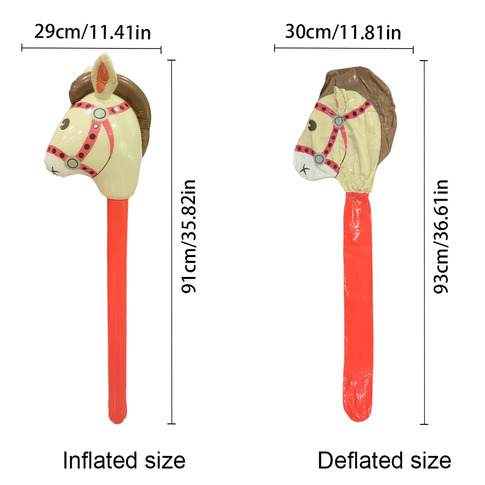 4 Pcs Animal Long Sticks Inflatable Horse Head Sticks Inflatable Sticks Toy Sticks Horse Head Animal Heads Christmas, Halloween,