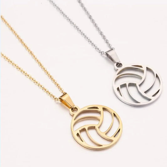 Stainless Steel Necklaces Beach Volleyball Hollow Ball Pendant Chain Collar Fashion Necklace for Women Men Jewelry Party Gifts