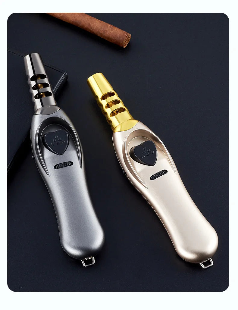 Triple Burner High Power Spray Gun Lighter Windproof Flame Refillable Butane Gas Moxibustion Cigar Outdoor BBQ Kitchen Igniter