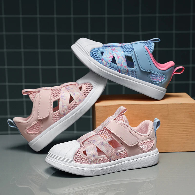 Summer Girls' Casual Shoes Mesh Breathable Shell Head Fashion Children's Shoes X018