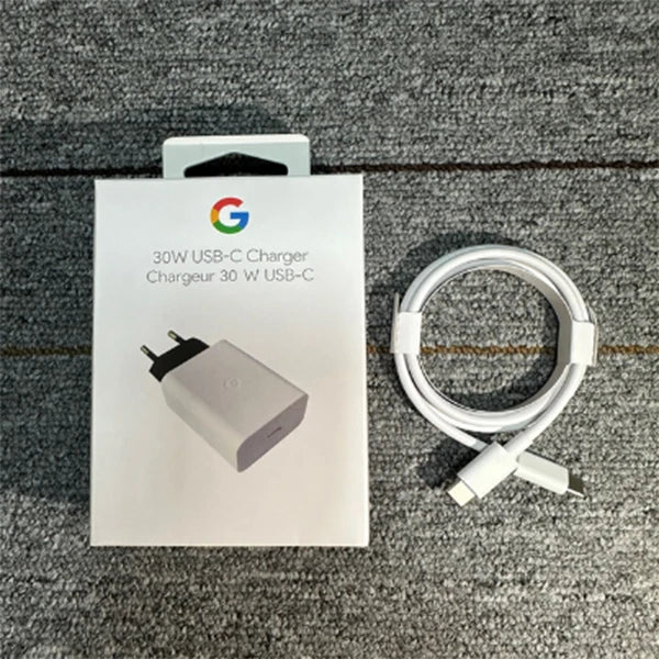 Google 30W PD Fast Charger for Pixel 8 7 6 Pro 8A 7A 6A 5A 4XL 4A EU/US/UK Power Wall Charge Adapter 100cm USB C to USB C Cable