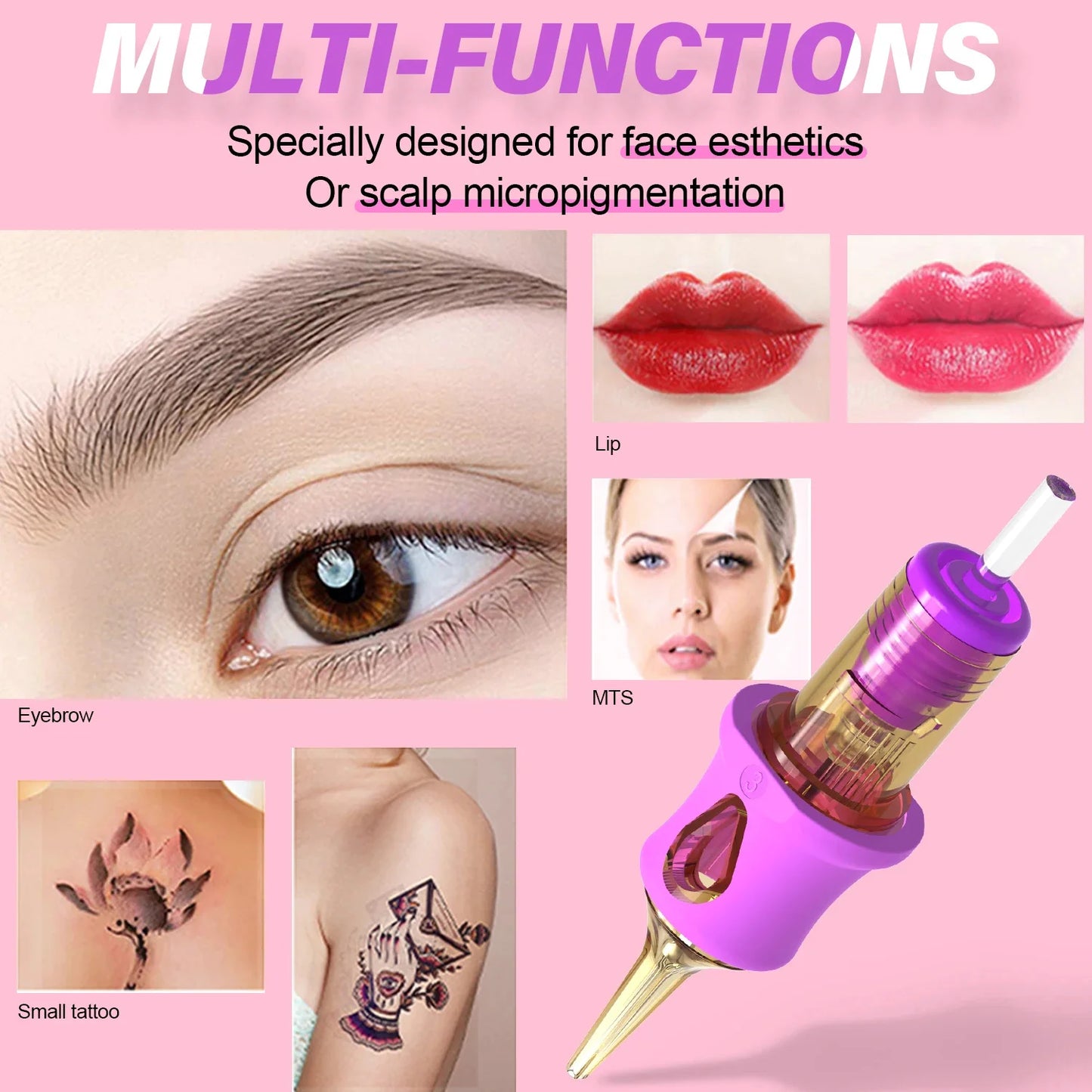 NAOM 10PCS naom PMU Sterilized Tattoo Cartridge Needles RL RS Permanent Makeup Round Liner#0.15#0.18#0.20#0.25#0.30