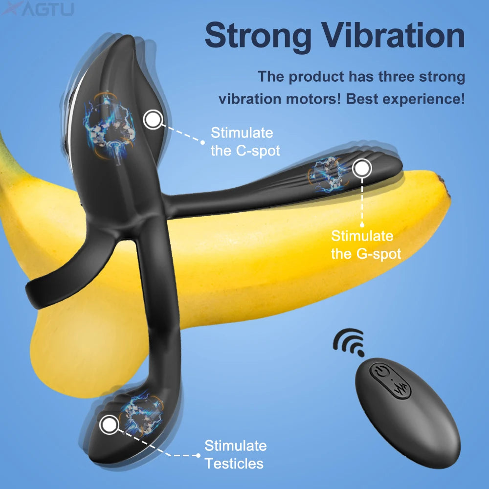 Vibrating Cock Ring for Men Remote Control Penis Ring Ejaculation Delay Chastity Cage Clitoris Stimulation Sex Toy for Couples