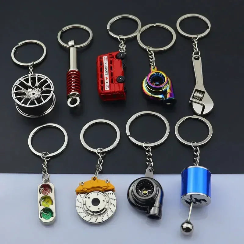 New Creative Gift Brake Discs Wheel Hubs Calipers Metal Keychains Car Modifications Disc Brake Waist Pendants Gift Toys