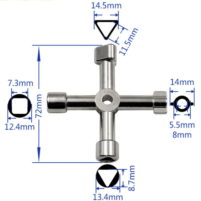 Multifunction 4 Ways Universal Triangle Wrench Key Plumber Keys Triangle For Gas Electric Meter Cabinets Bleed Radiators