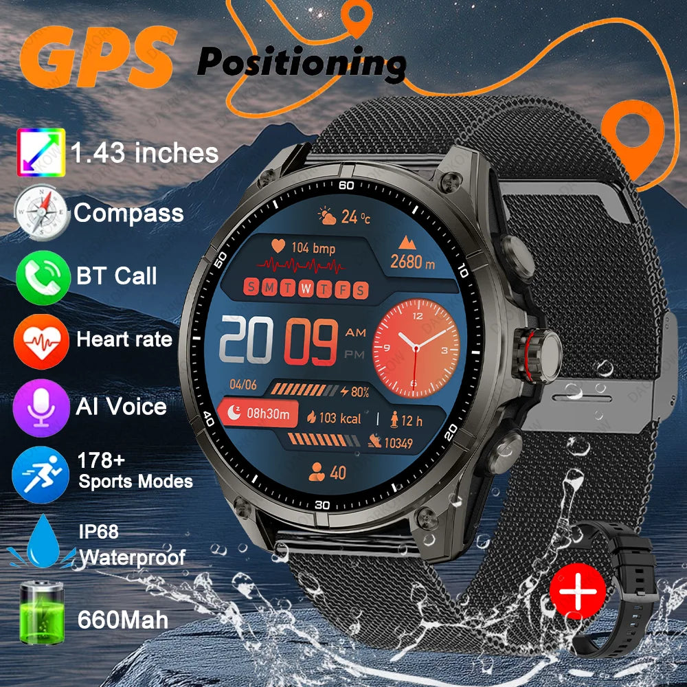 2025 New For Huawei GPS Smart Watch Men 466*466 AMOLED HD Precise GPS Compass BT Call Health Monitor IP69 Waterproof SWIM Watch
