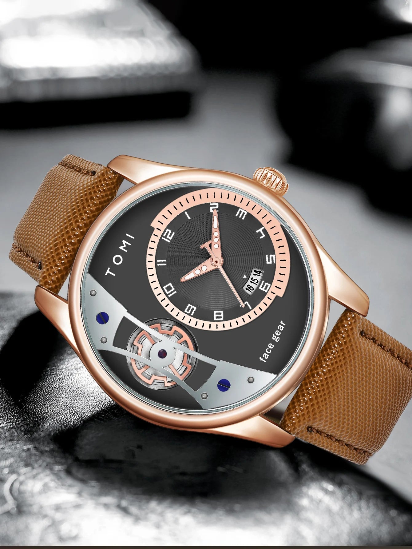 TOMI Set Gift Box for Men's Minimalist Business Quartz Watch Luxury Versatile Double Strap Detachable Watch Festival Gift