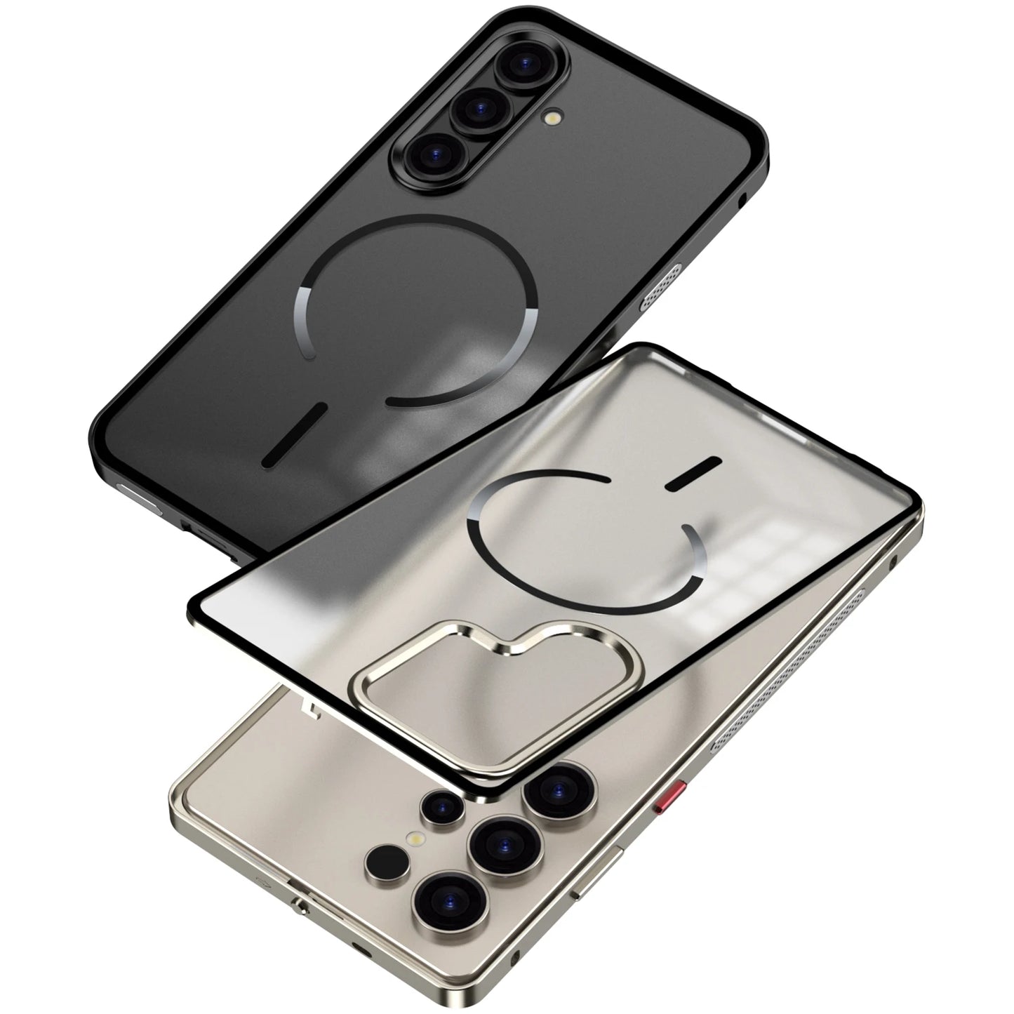 Case for Samsung S25 ULTRA Ultra S24 PLUS S23 Thin Aluminum Alloy Metal Transparent Heat Dissipation Magnetic Back Cover