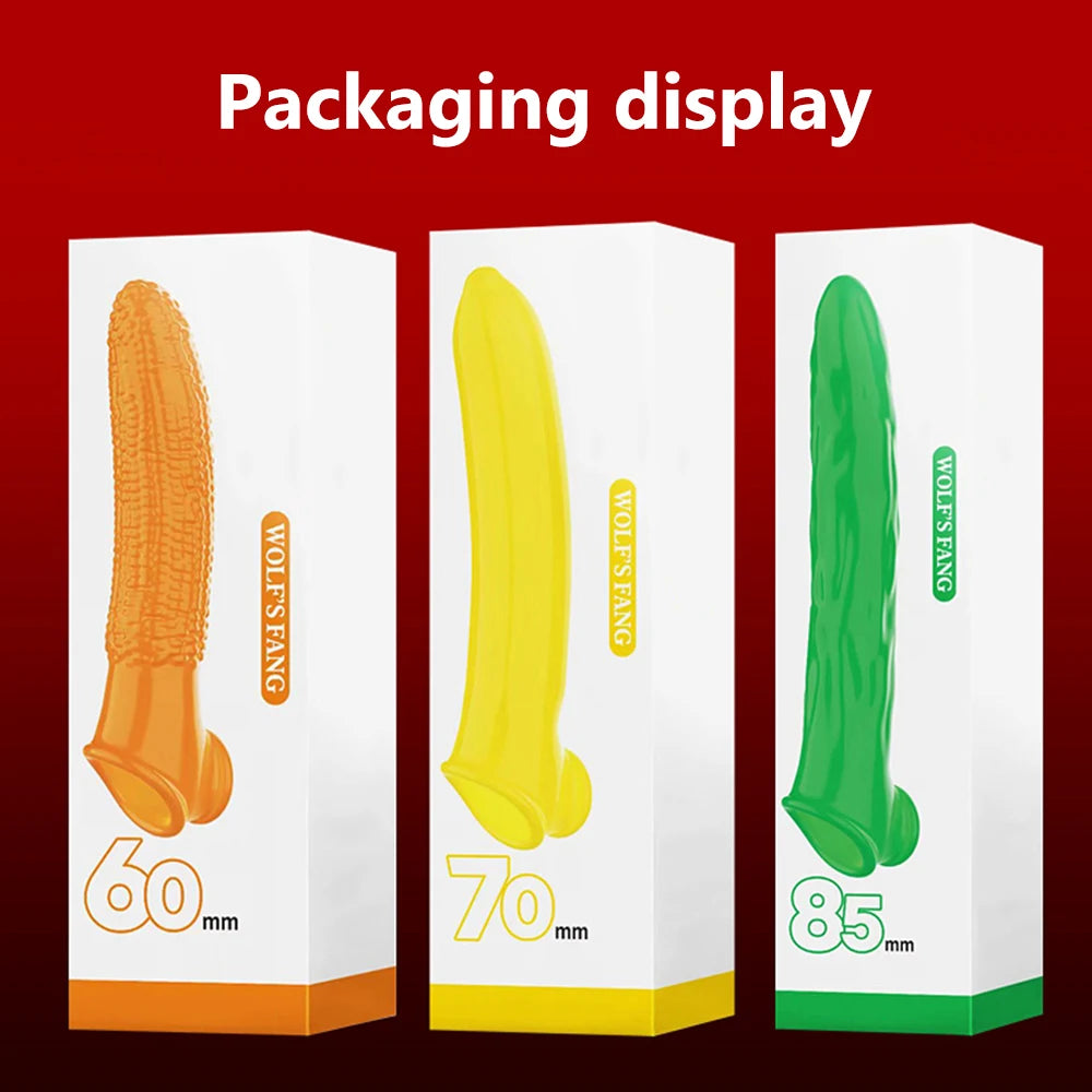 Vibrating Penis Sleeve Extension Condom Dick Glans Enlargement Cock Rings Delay Ejaculation Adult Goods Sex Toys For Men Couples