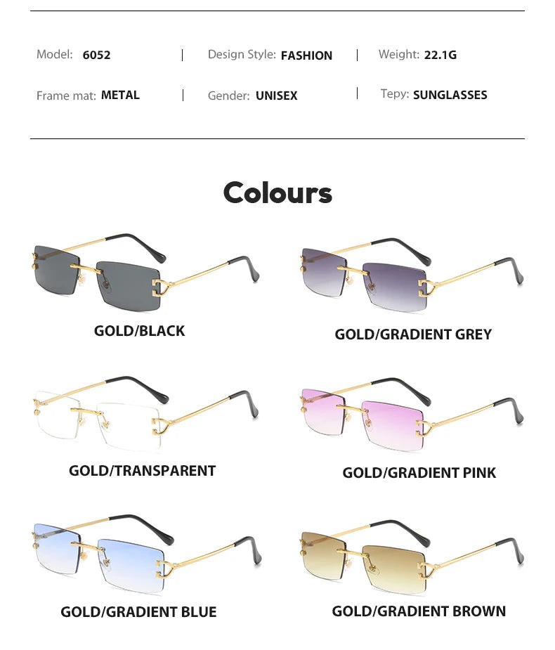 Square rimless sunglasses women Europe and the United States fashion modern glasses with street shot fashionable sunglasses