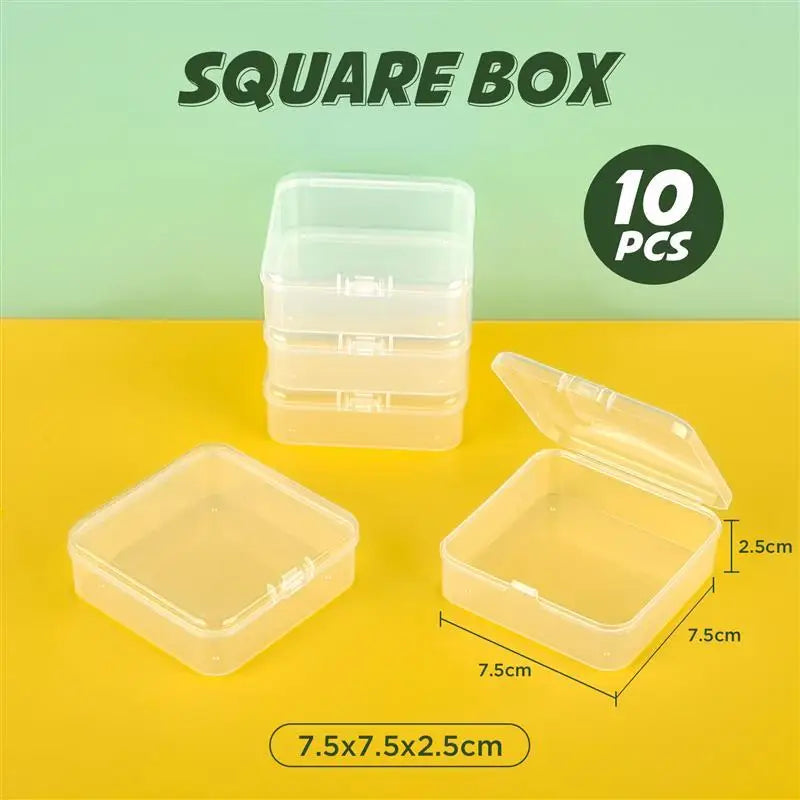 10Pcs PP Storage Box Mini Transparent Plastic Case Container Square Rectangle Packaging Box For Jewellry Beads Small Items