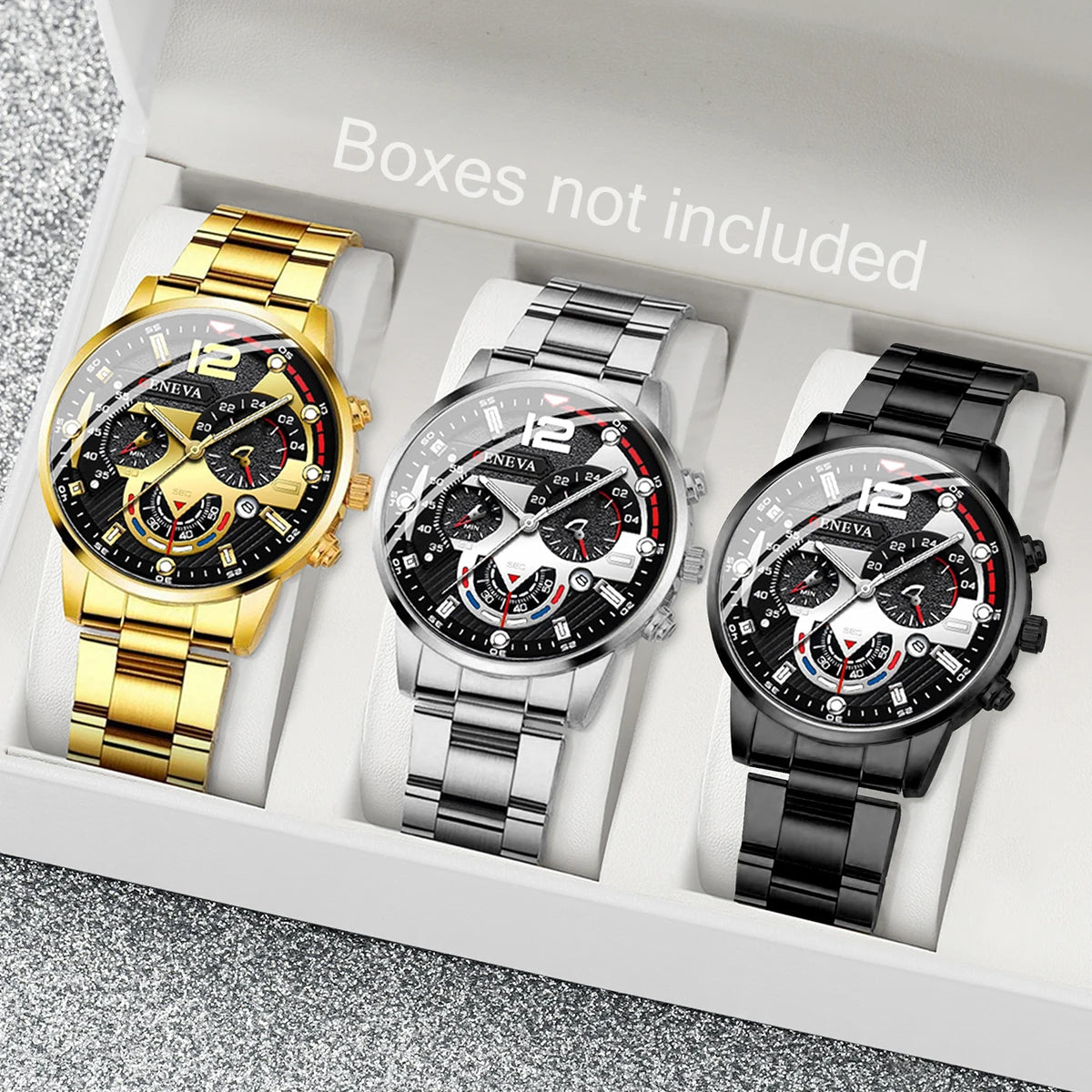 3PCS Men Business Watches Fashion Steel Band Male's Analog Quartz Watch Set Relogio Masculino Reloj Hombre（Without Box）
