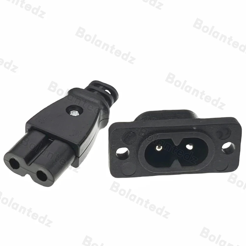 5/10pcs C8 Male Power Socket C7 Female Plug Power Outlet Embedded Electric Connector Connector 35mm*15mm AC 2.5A 5A 250v