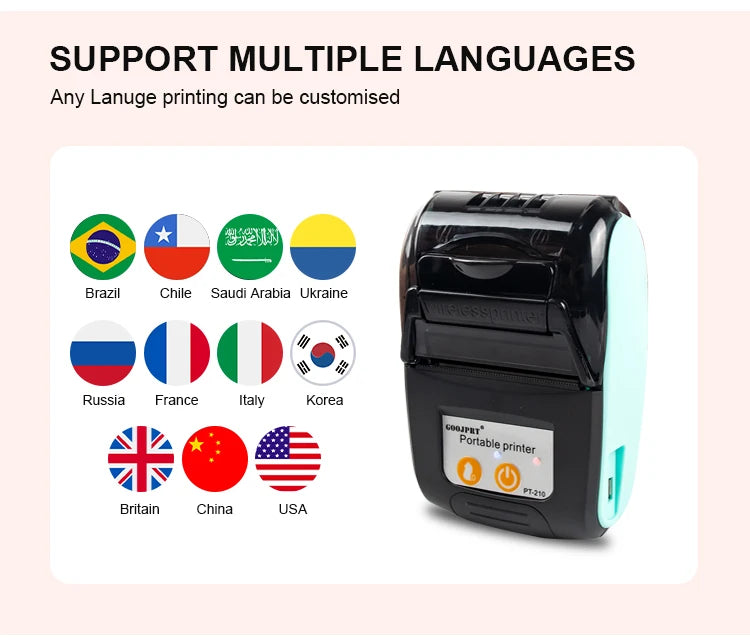 58mm Portable Mini Thermal Printer Receipt Wireless Ticket Printer Lightweight Mobile Bluetooth For Android IOS Bill Printer