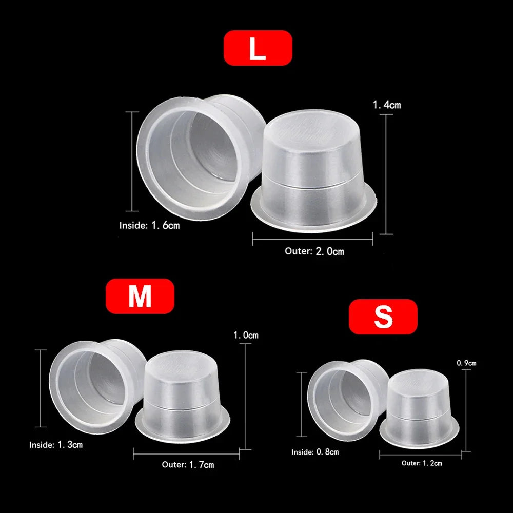 100pcs Tattoo Large Medium Small Ink Pigment Cup Ring Transparent Microblading Cap Lip Eyebrow PMU Bleaching Supplies Cream