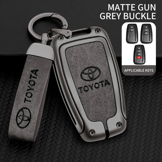 Zinc Alloy Leather Car Smart Remote Key Case Cover Shell For Toyota Corolla Prius Camry CHR C-HR RAV4 Altis Land Cruiser Prado