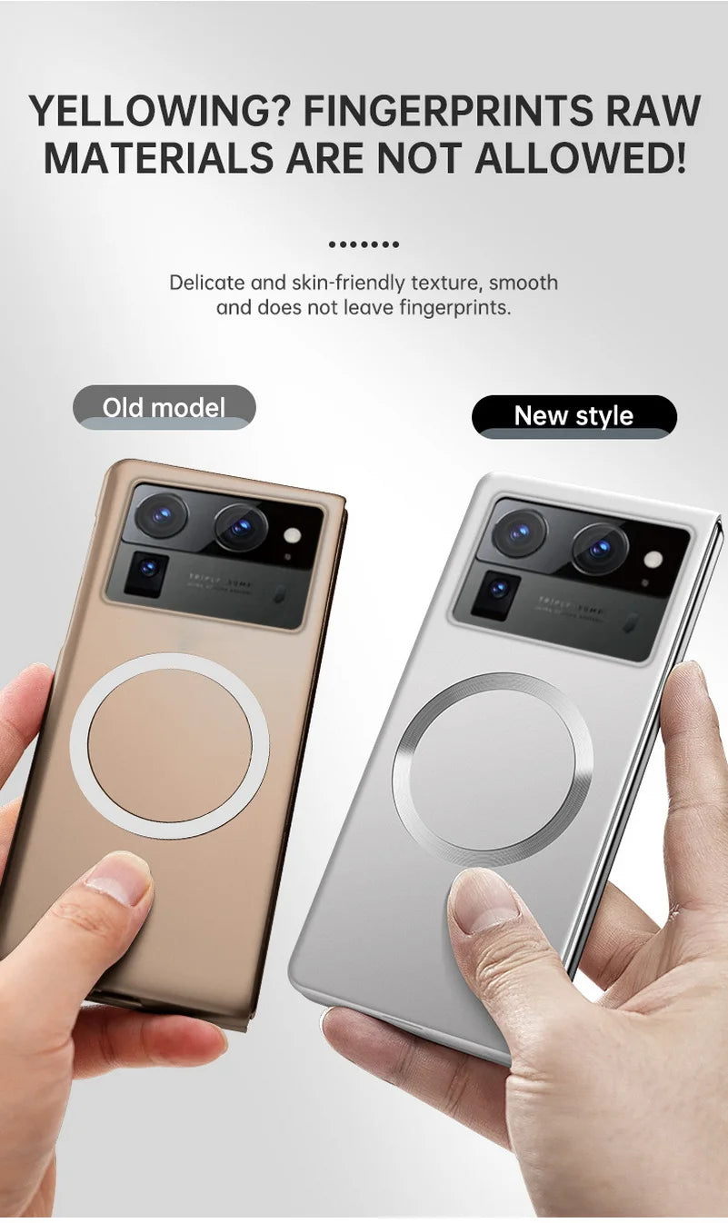 For Tecno Phantom VFold2 Ultra Thin Matte Metallic Paint for Magsafe Case for Tecno Phantom V Fold 2 Wireless Charging PC Cover