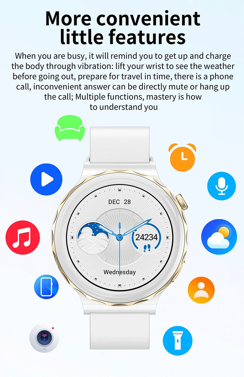 Smart Watch 2024 For Women AMOLED HD Screen Bluetooth Call IP68 Waterproof Sport SmartWatch Female Male For Xiaomi Android IOS