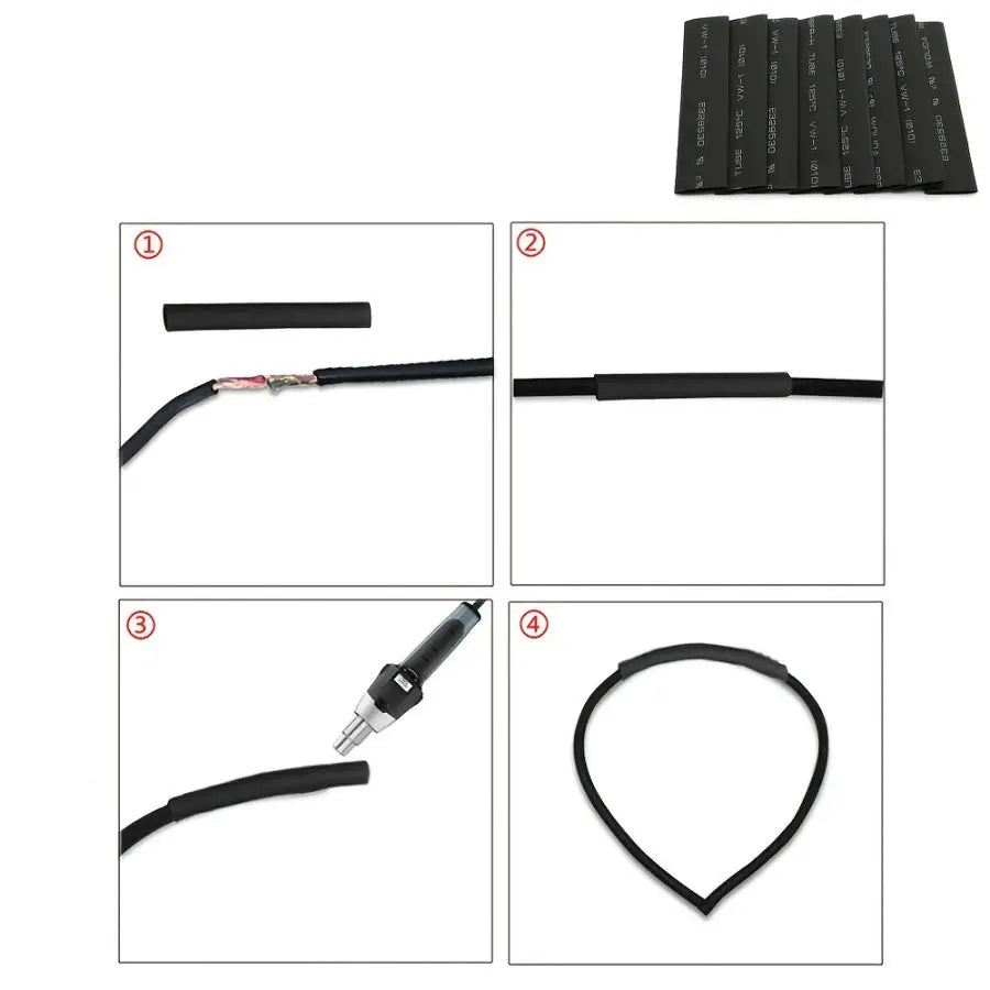 127Pcs/lot Black Heat Shrink Sleeving Set Thermoresistant Tube Shrink Wrapping Wire Cable Polyolefin Wrap Tubing