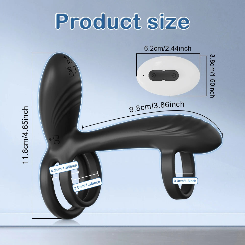 Vibrating Cock Ring for Men Remote Control Penis Ring Ejaculation Delay Chastity Cage Clitoris Stimulation Sex Toy for Couples
