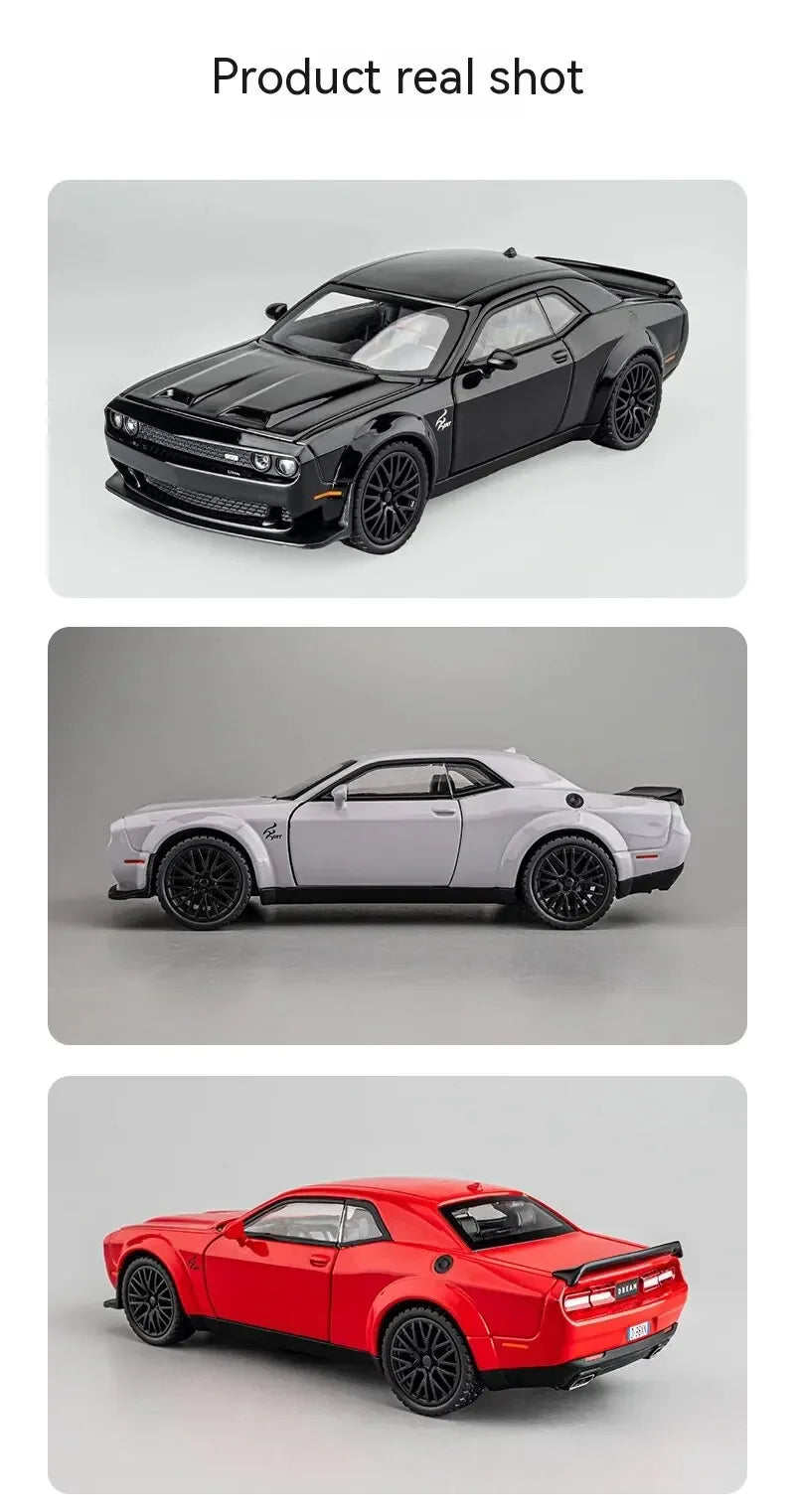 1：32Die-cast Metal Dodge Challenger Toy Car Simulation Model Can Light Up Can Drive Boring Boy's Gift Christmas Gift