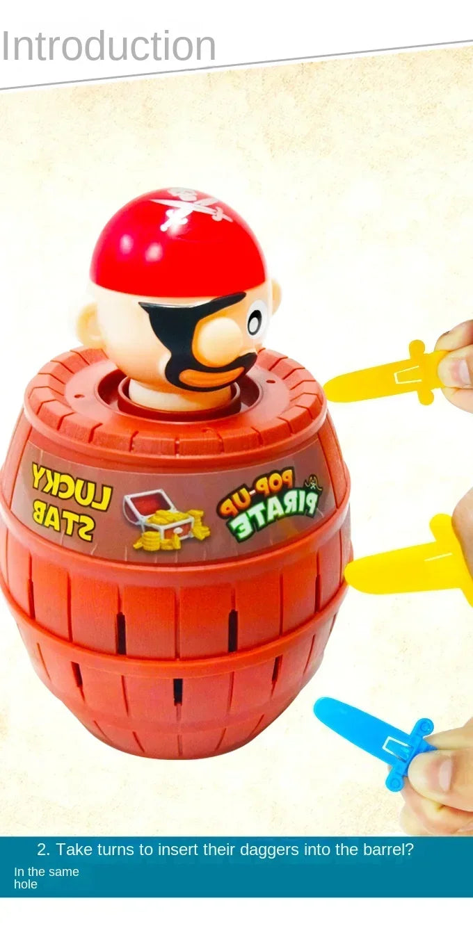 Big Knife Insertion Pirate Bucket Uncle Wooden Bucket Uncle Sword Insertion Creative Trick Table Game Pirates Bring 24 Swords
