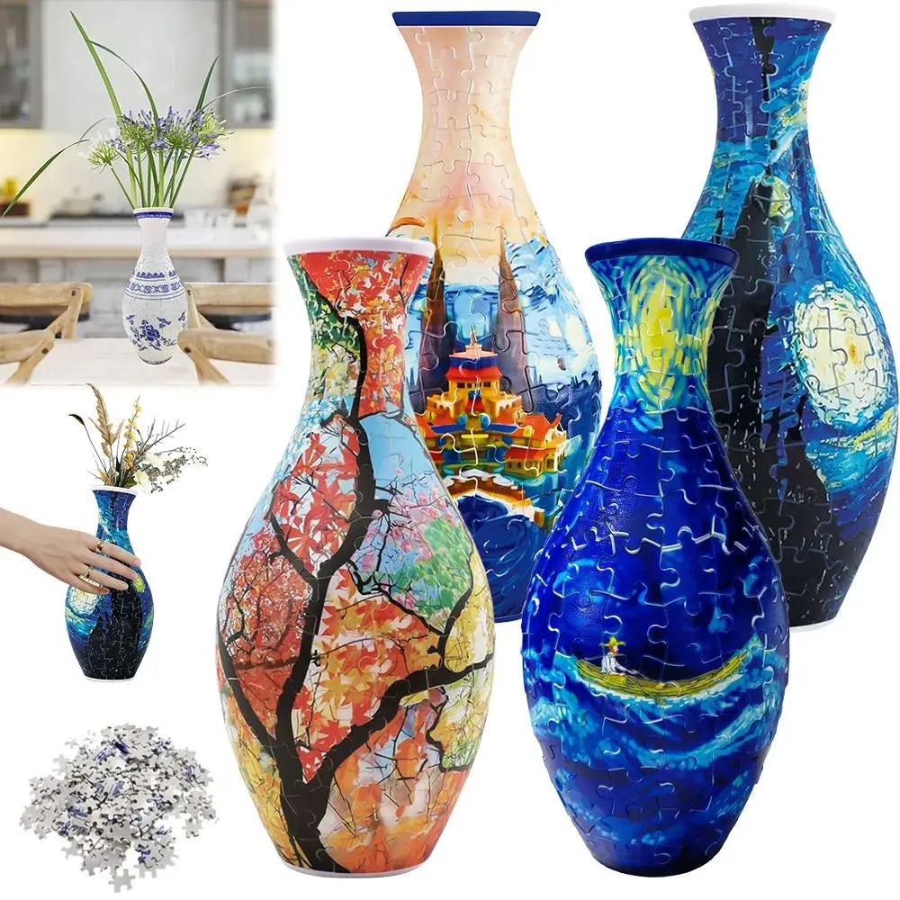 160 Curved Plastic Puzzle 3D Puzzlef Flower Vase Flower Arrangements DIY Arts 3D Art Puzzle Vase Housewarming Gift Puzzle Kit