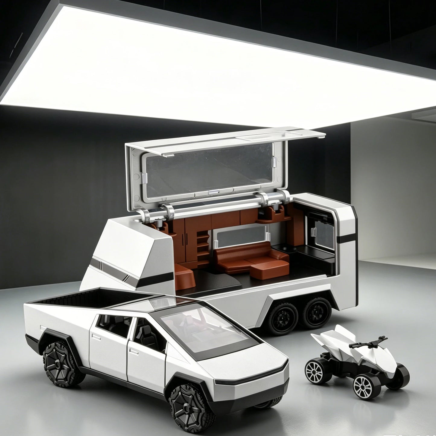 1:36 Realistic Alloy New Energy Pickup RV Model, Pull Back Diecast Toy Car, Collectible Vehicle, Perfect Birthday Gift