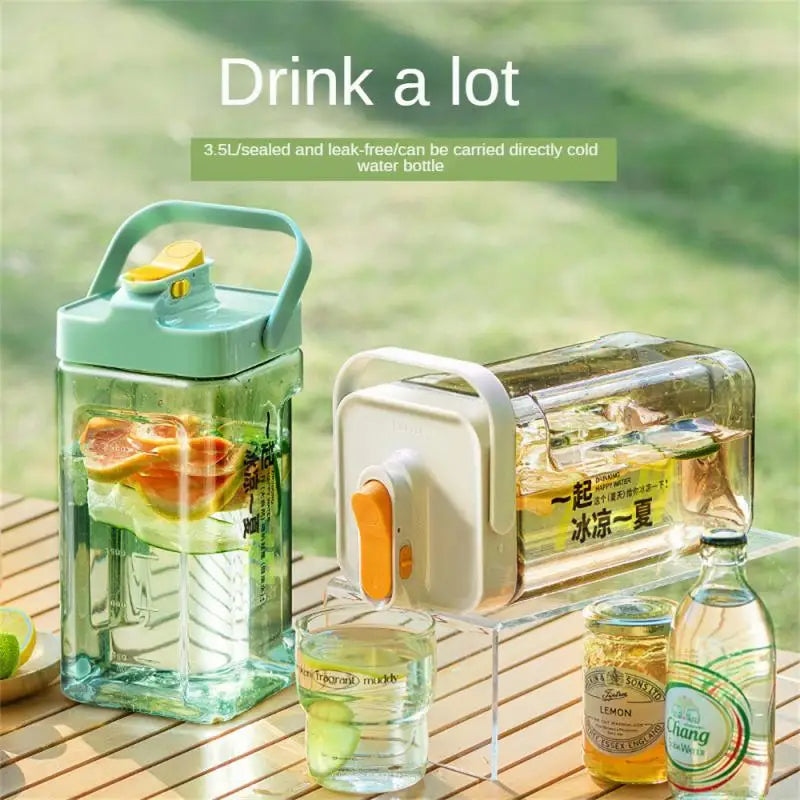 2-3.5L Cold Water Kettle In Fridge Cold Bubble Bottle Kettle Fruit Tea Bucket Large Capacity Beverage Bucket Summer Cold Drinks