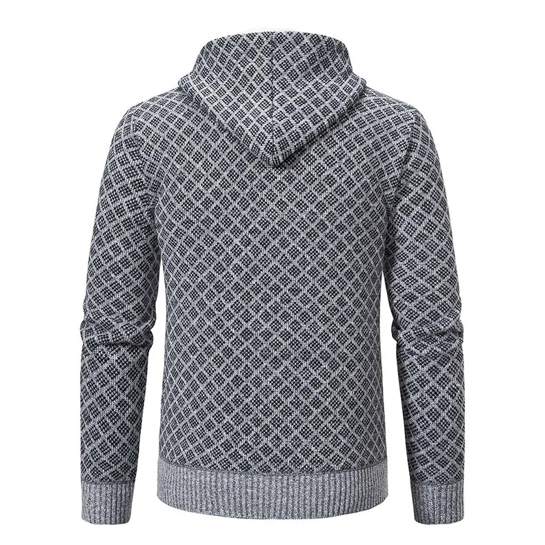Men's Winter Knitted Sweaters Zip Up Knit Cardigan Casual Hooded Outwear Mens Sweater Coat Versatile Top Clothes