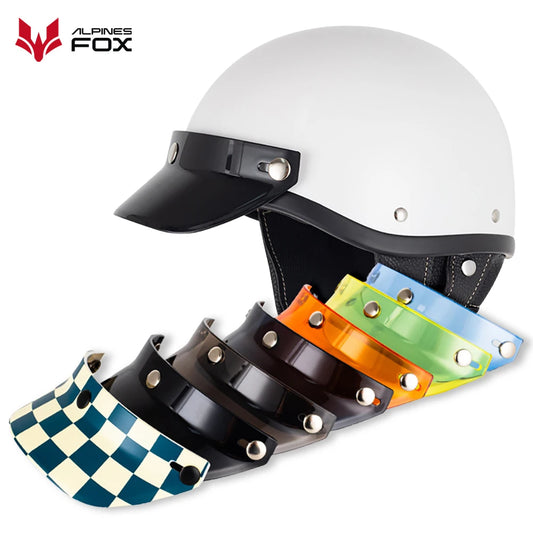 Motorcycle Helmet Sun Shade Protector 3 Snap-Button Retro Open Face Flip Up Down Shield Visor Modified Parts 7.08 X 2.95 In