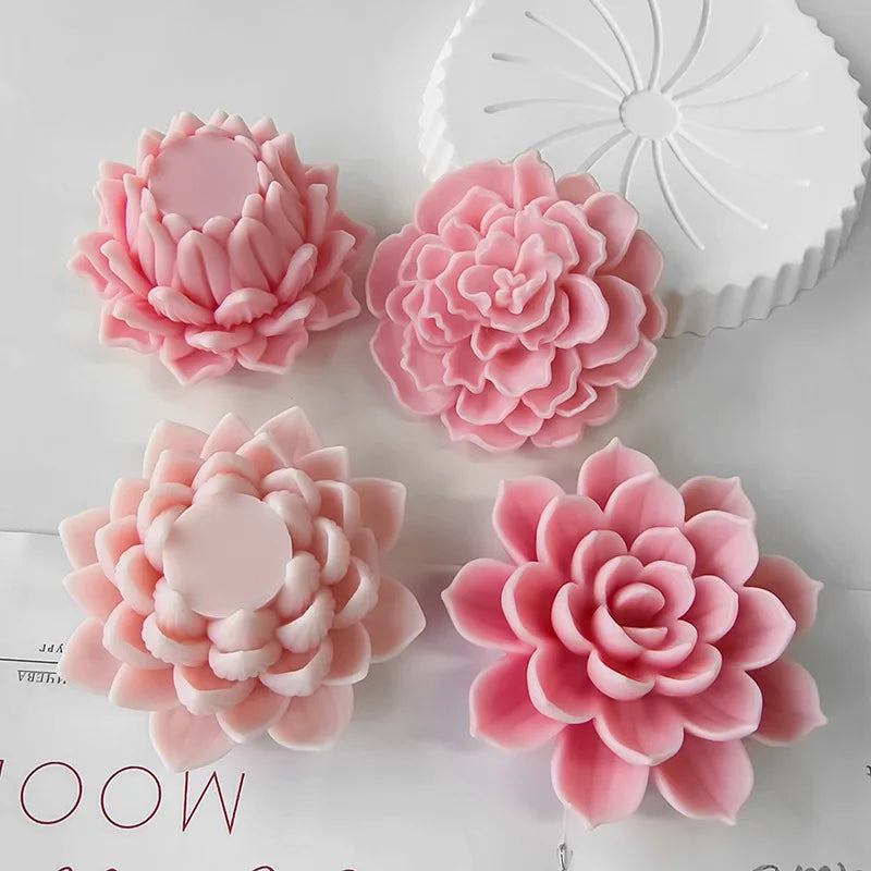 Silicone 3D Candle Molds DIY Lotus Flower Handmade Gifts Candle Soap Making Tools De Silicona Para Velas форма для свечей