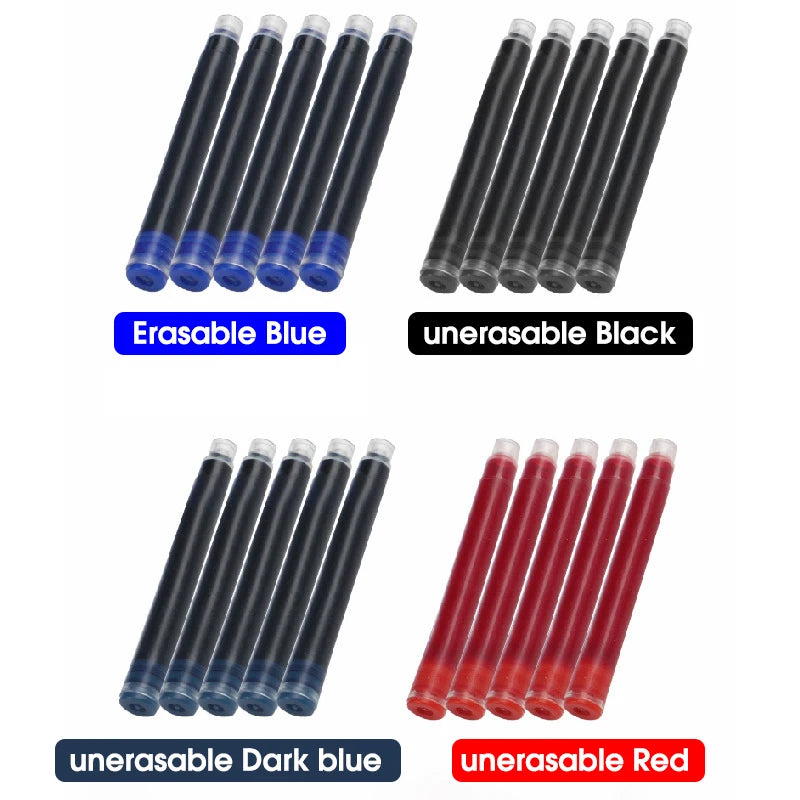 50pcs Fountain Pen Ink Cartridge Refills Bottle 4 Color Disposable Dia 3.4mm 2.6mm  School Office Stationery Supplies CW-159