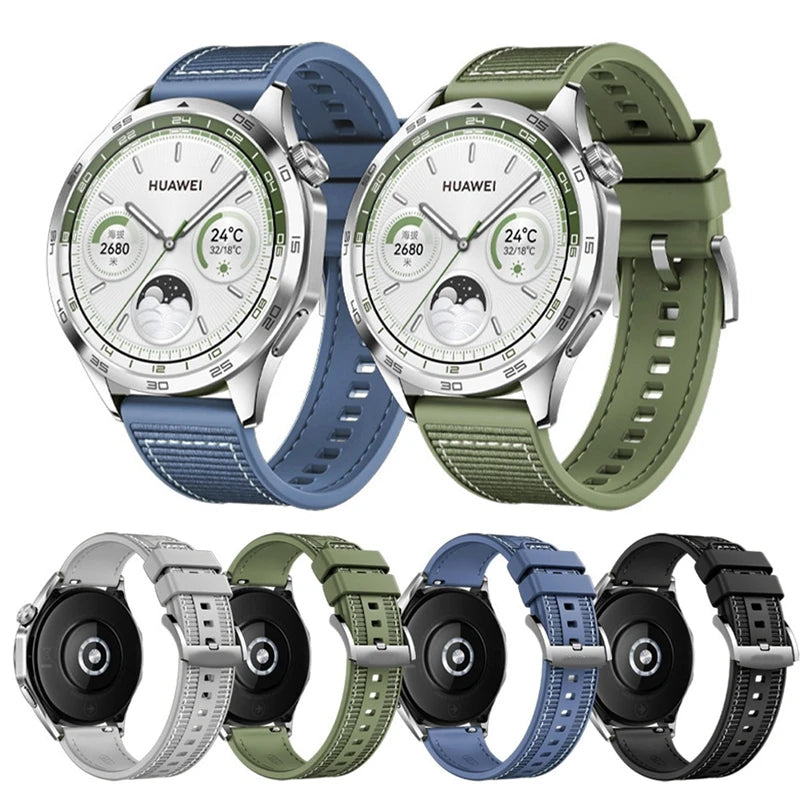 22mm Nylon Silicone Strap For Huawei Watch GT4 46mm Official Nylon Braided Replacement Bracelet Belt for Huawei Watch GT 5 Strap
