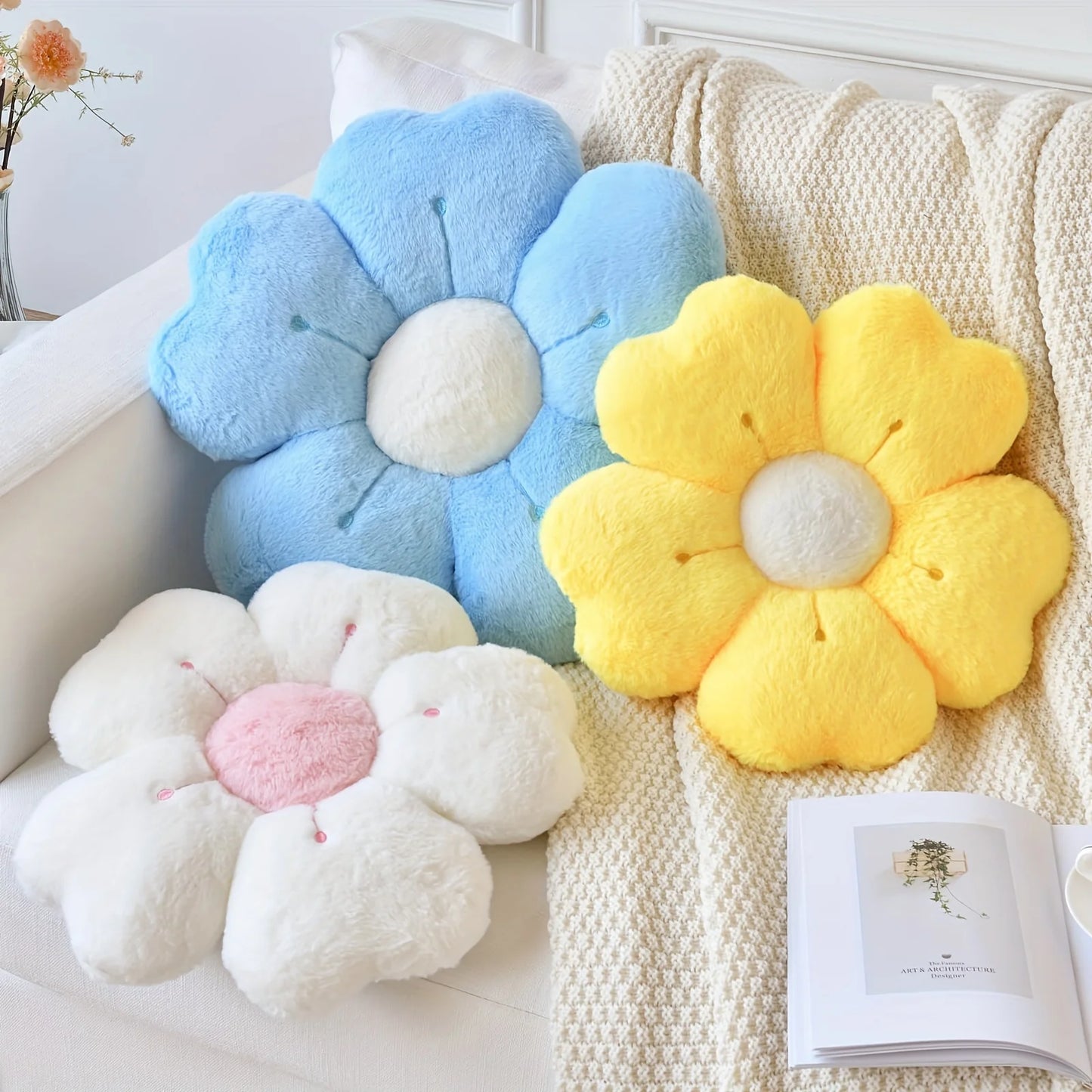 Flower-Shaped Plush Throw Pillow - Comfortable and Cute Mattress and Sofa Decor Cushion, Chair Cushion  floor cushion
