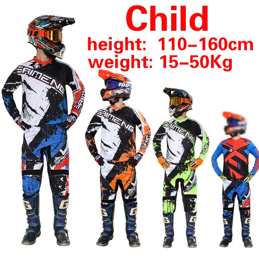 SIZE 20 22 24 26 28 saimeng children's enduro motocross gear set mx jersey pants motorcycle kits mtb Off Road youth racing suit